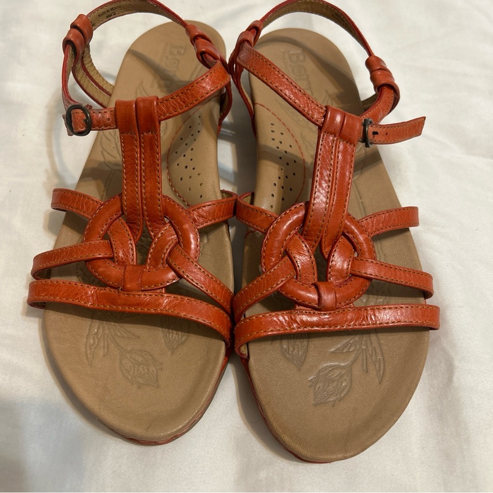 Born Women’s Leather Sandals in Cognac/Orange size 9m/w handcrafted summer shoes